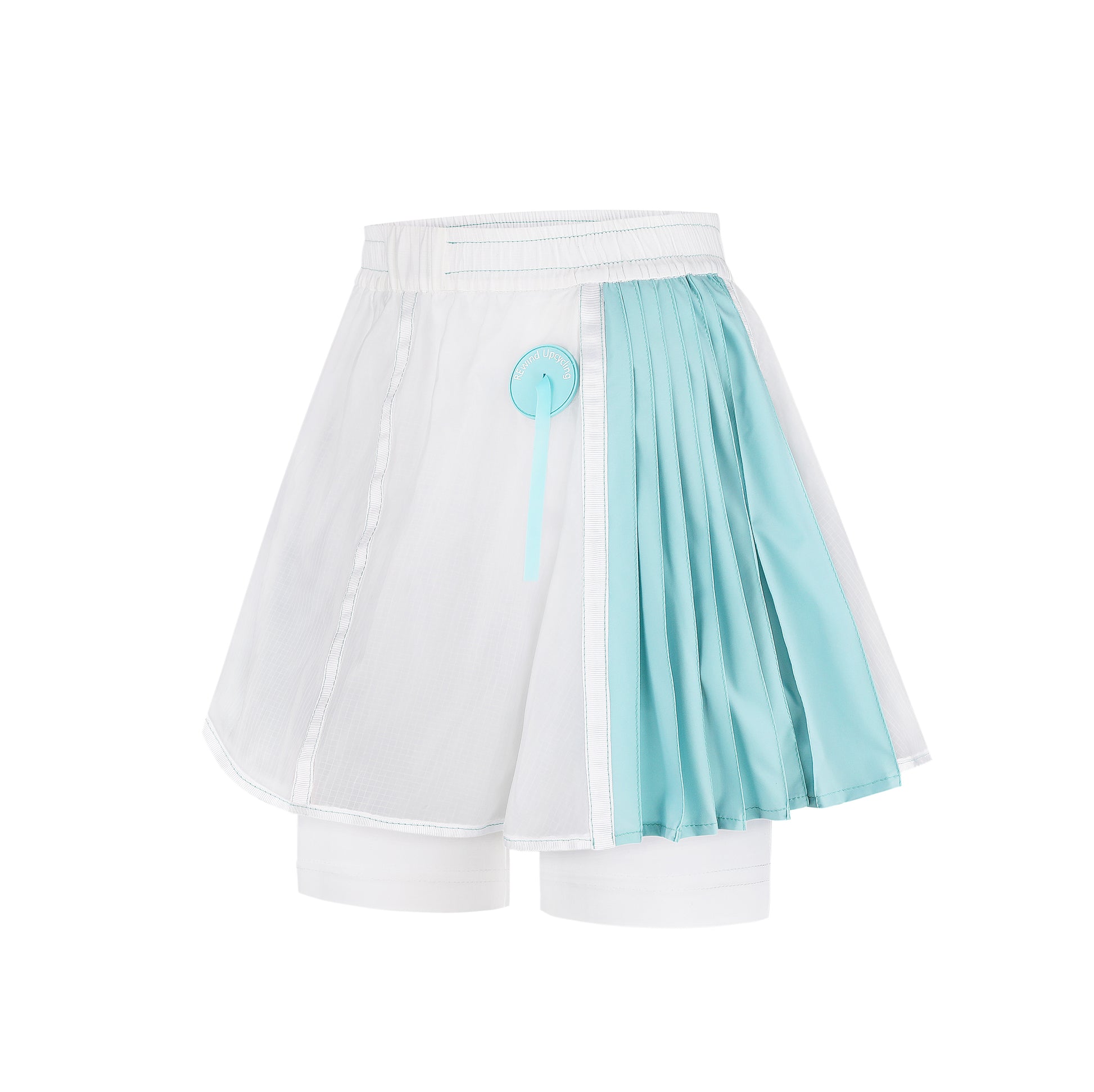 Designer tennis sport skirt shorts: white & tiffany colour