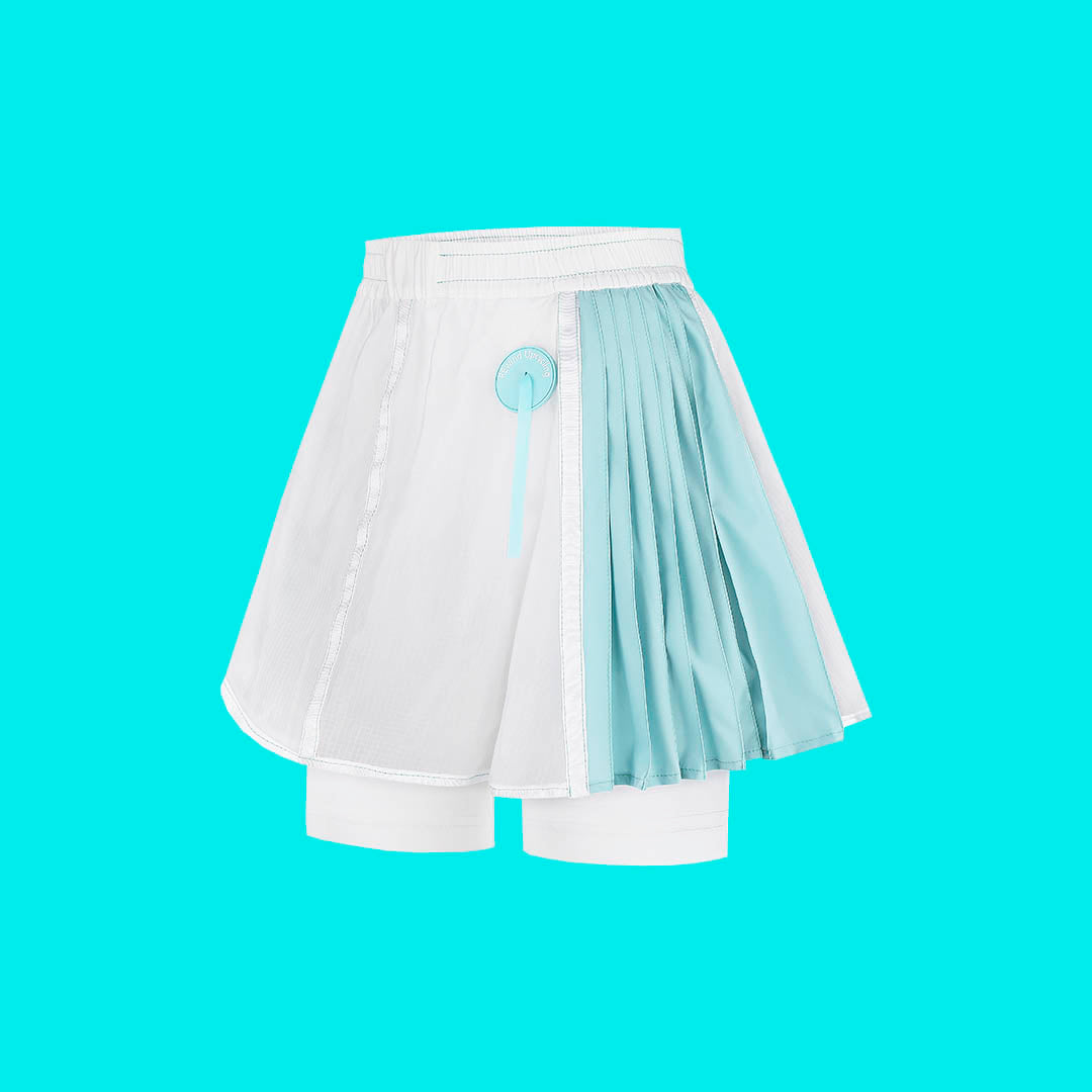 White pleated mini skirt shorts from REwind