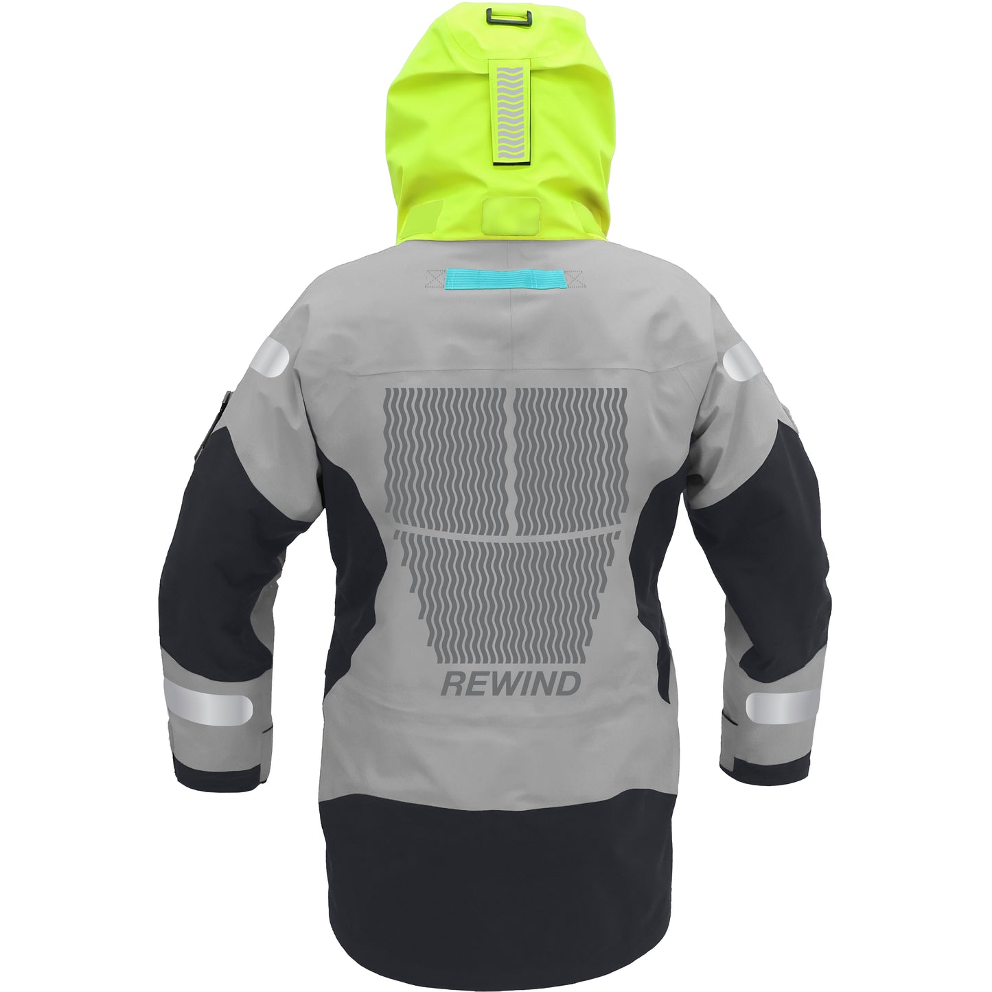 Offshore Yacht Jacket GRAY - sailing ocean jacket. Outfit yacht clothes from REwind. Back view