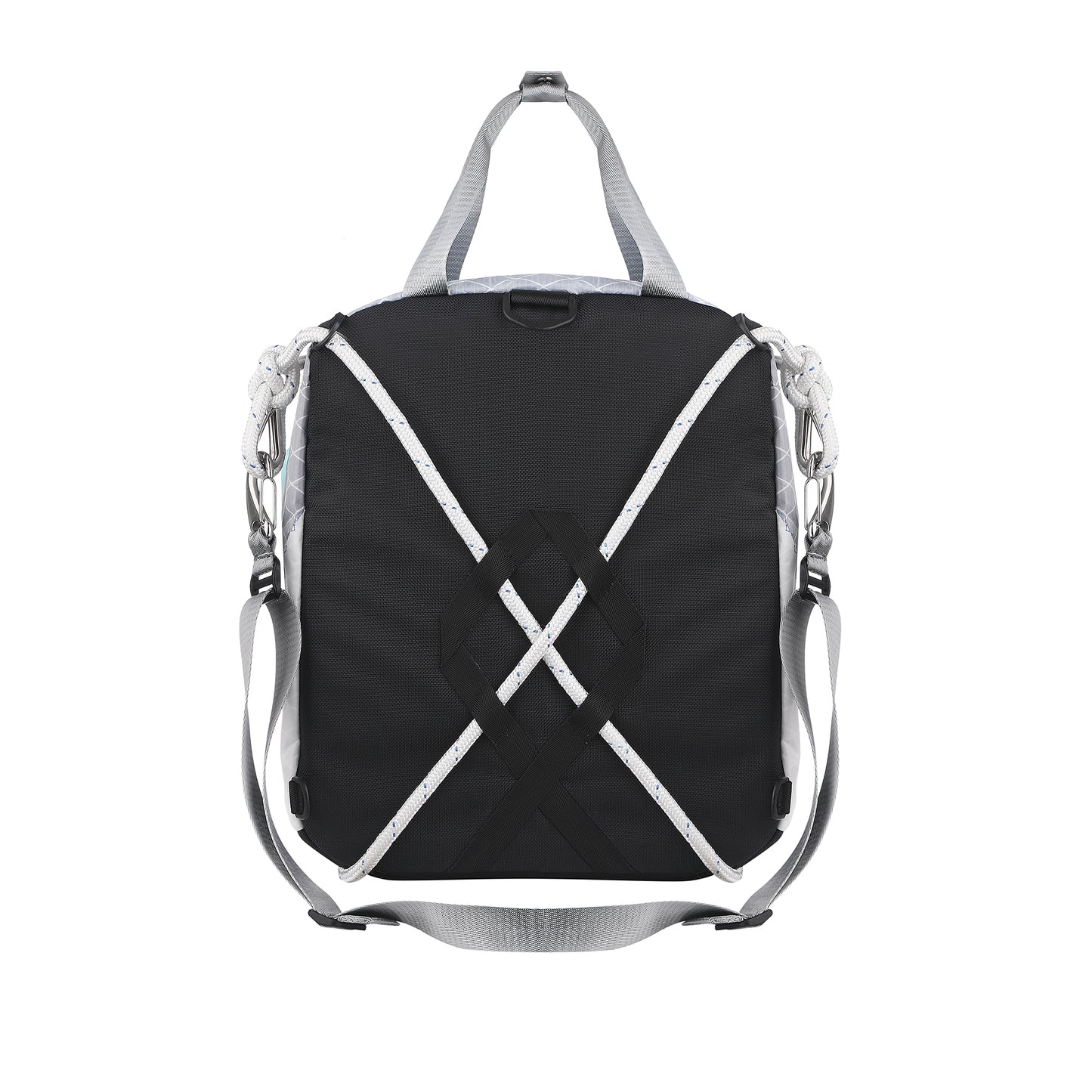 Designer silver, grey and black handbag-backpack