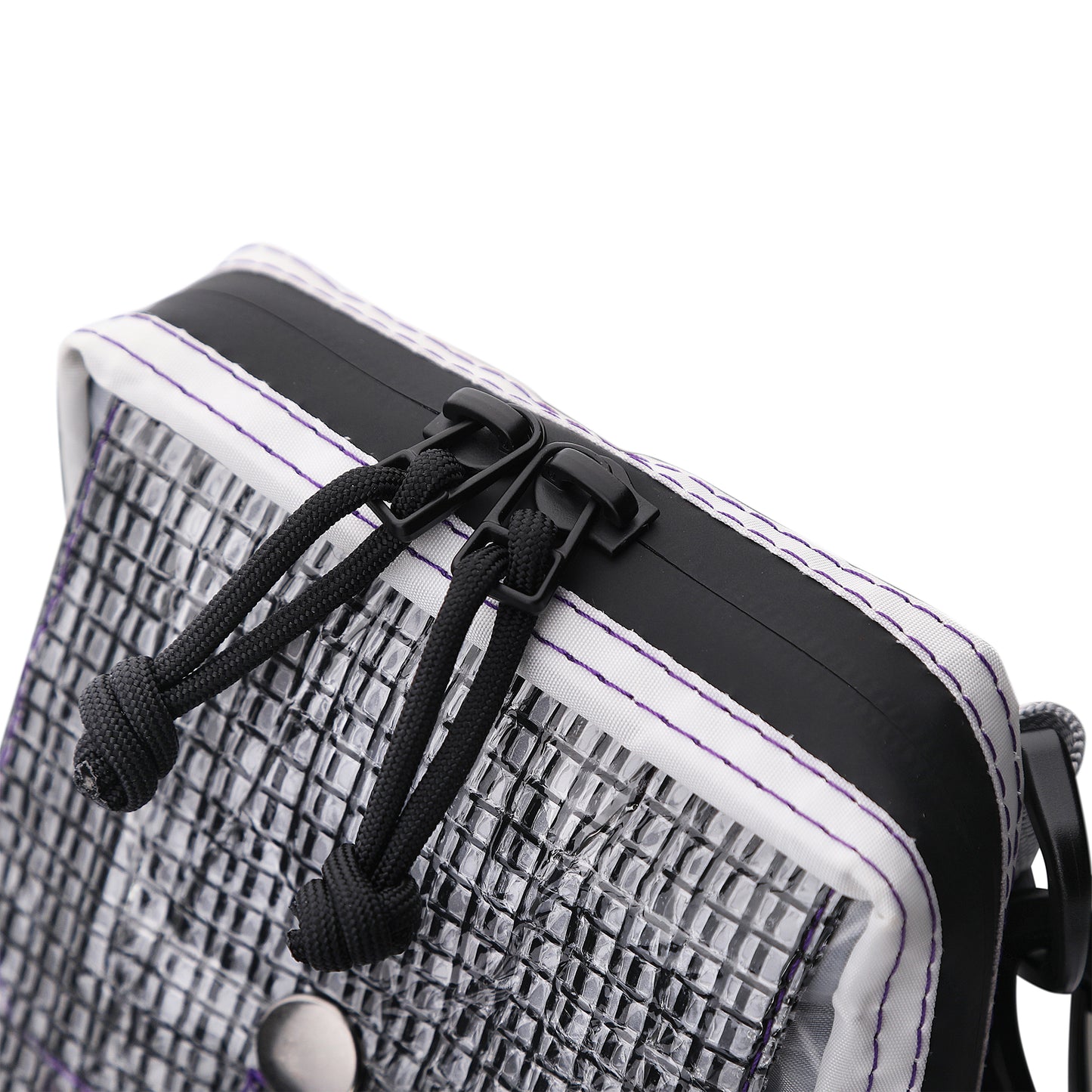 Phone crossbody zipper little bag with pocket and Wide belt - zoomed photo of zip