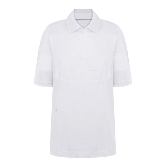 White polo shirt with short sleeves & pockets